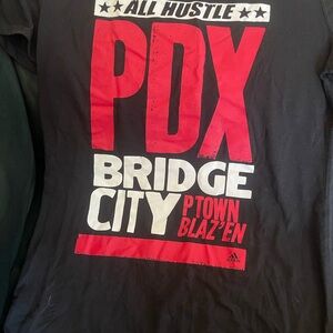 Adidas Black Tee with Red and White Print